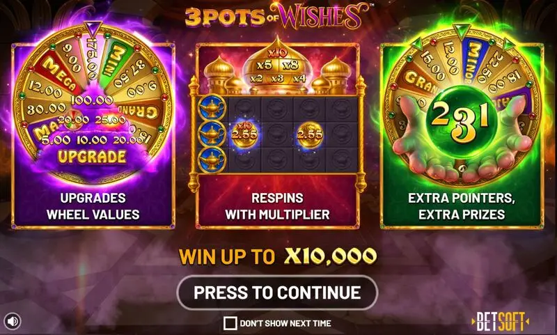 3 Pots of Wishes Slots BetSoft Bonus BuyExtra PaysRe-SpinWheel Bonus