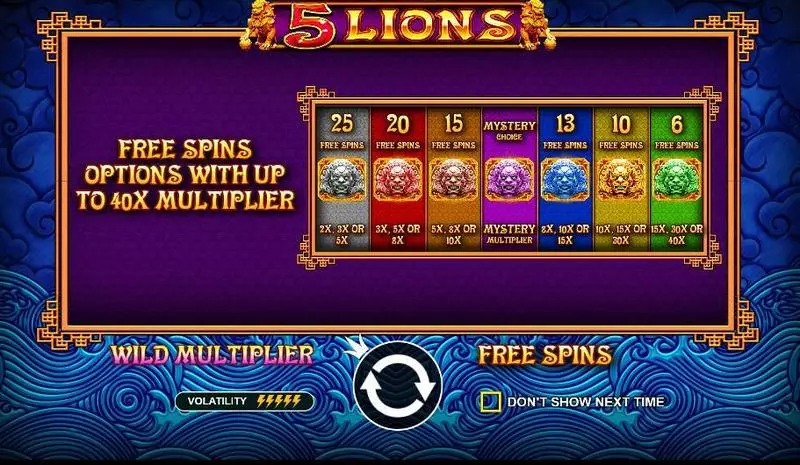 5 Lions Slots Pragmatic Play Free Spins