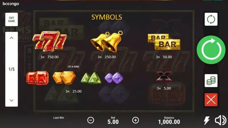 777 Gems: Respin Slots Booongo Re-Spin