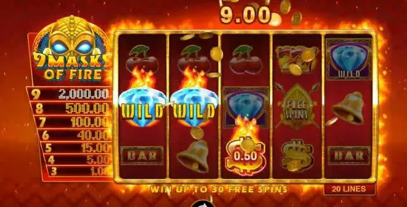 9 Masks of Fire Slots Microgaming Free Spins