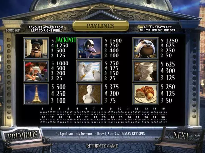 A night in Paris Slots BetSoft Second Screen Game