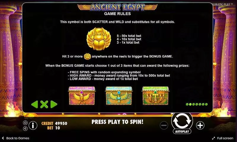 Ancient Egypt Slots Pragmatic Play Free Spins