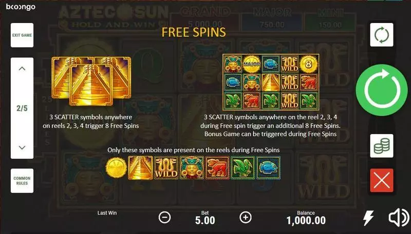 Aztec Sun Slots Booongo Free Spins