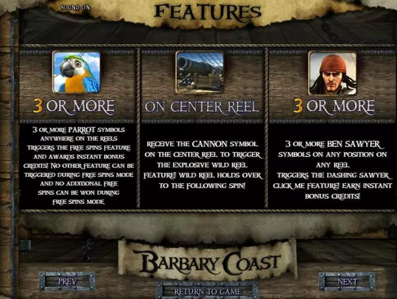 Barbary Coast Slots BetSoft Second Screen Game
