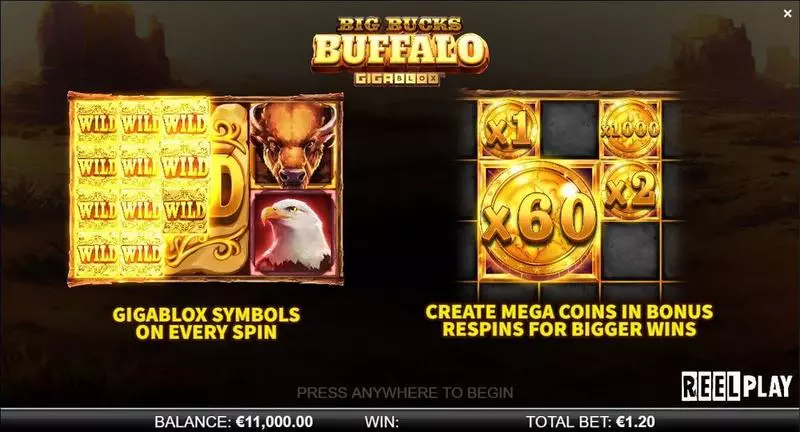 Big Bucks Buffalo GigaBlox Slots ReelPlay Re-Spin