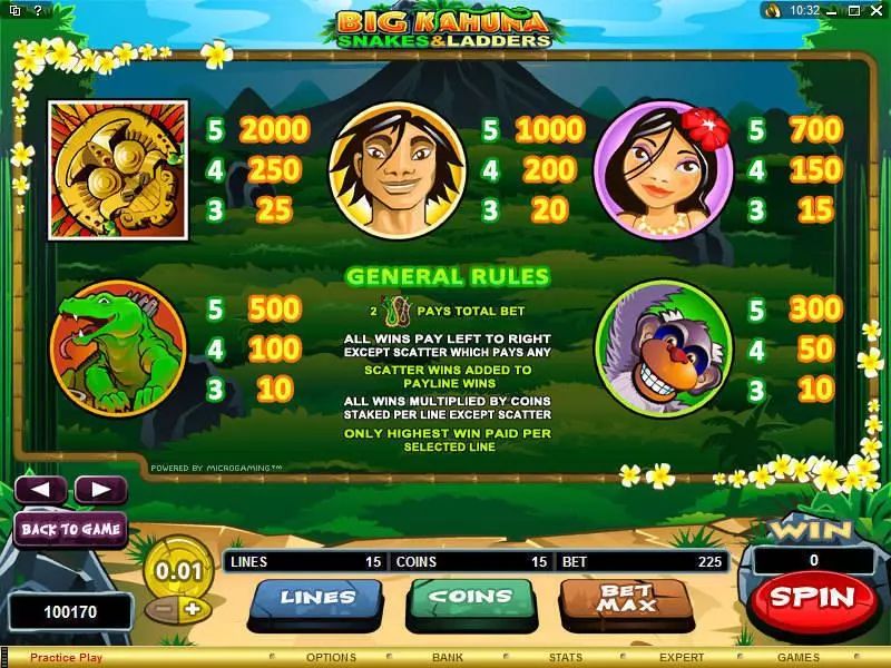 Big Kahuna - Snakes and Ladders Slots Microgaming Free Spins