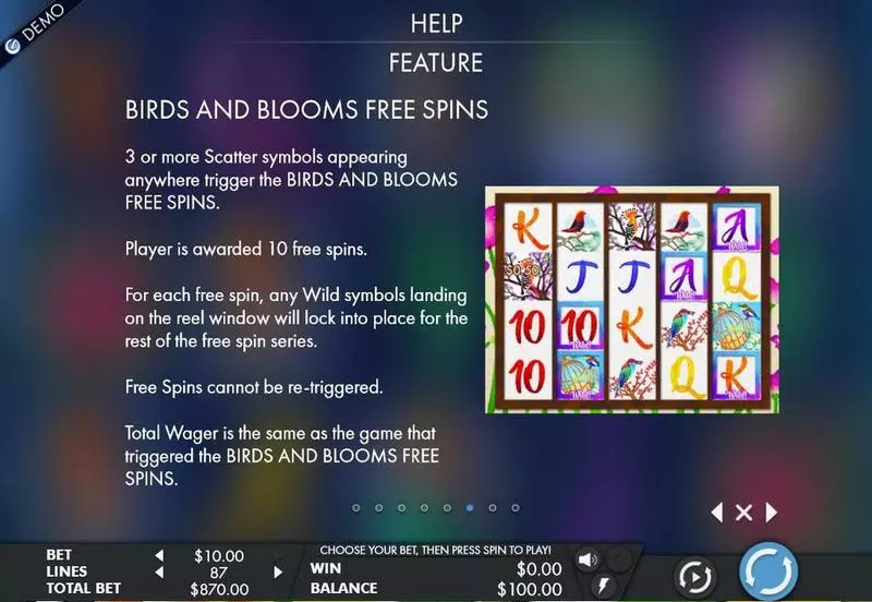 Birds & Blooms Slots Genesis Free Spins