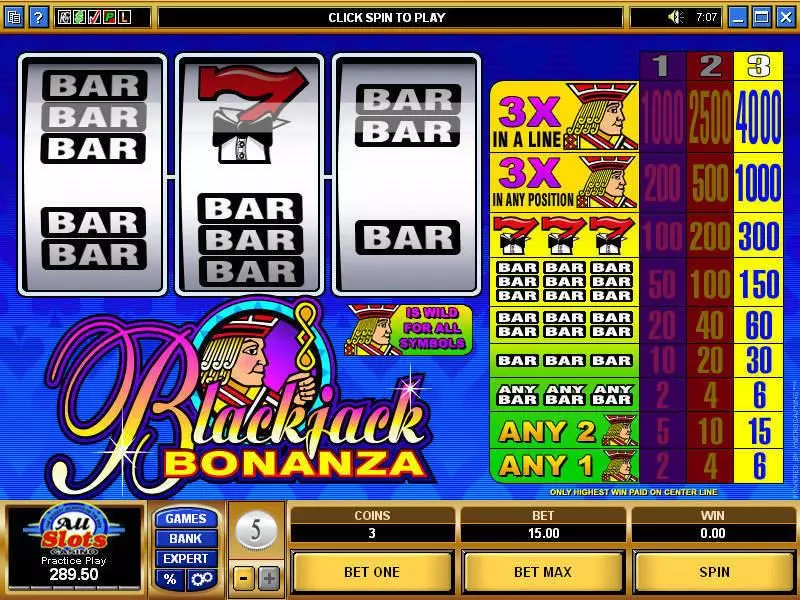 Blackjack Bonanza Slots Microgaming 