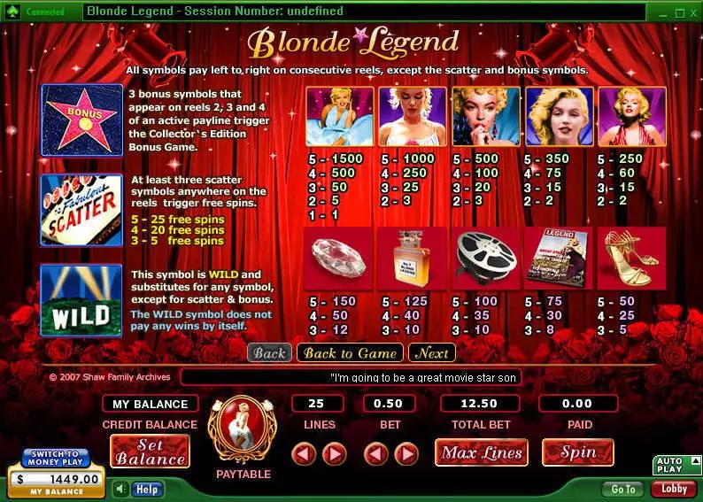 Blonde Legend Slots 888 Free Spins