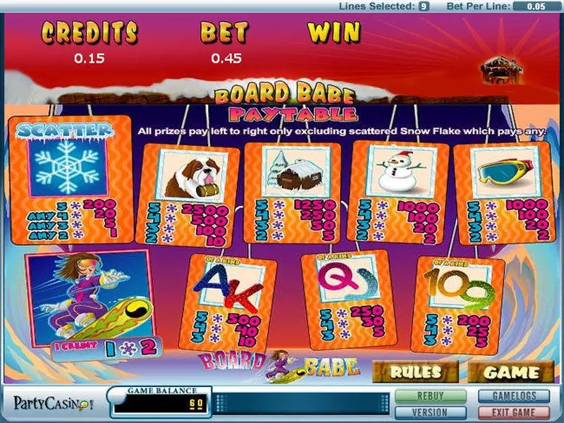 Board Babe Slots bwin.party Second Screen Game