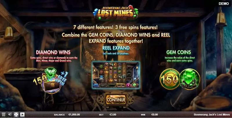 Boomerang Jack's Lost Mines Slots Red Rake Gaming Expanding Reels