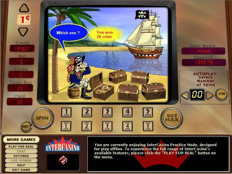 Buccaneer's Bounty 5 Lines Slots CryptoLogic Second Screen Game