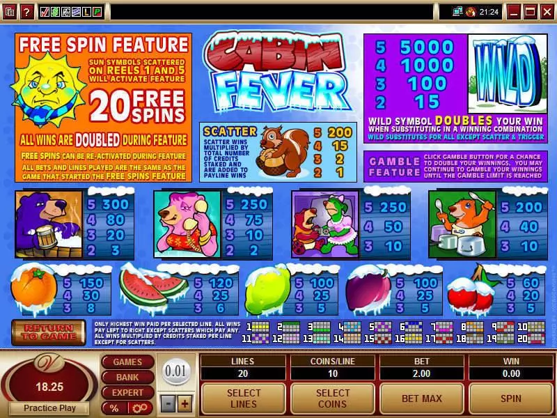 Cabin Fever Slots Microgaming Free Spins