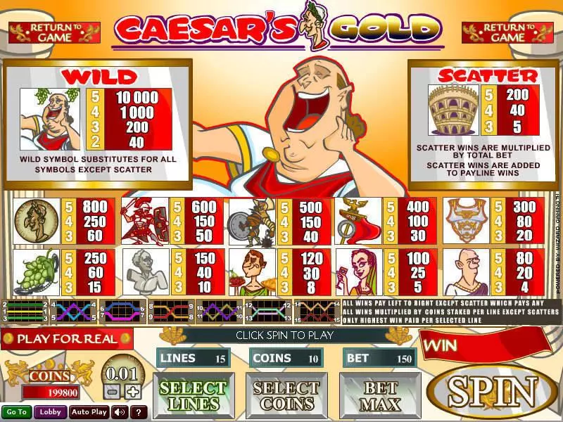 Caesar's Gold Slots Wizard Gaming 