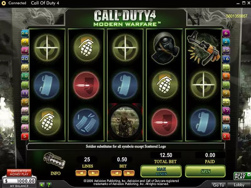 Call of Duty 4 Modern Warfare Slots 888 Free Spins