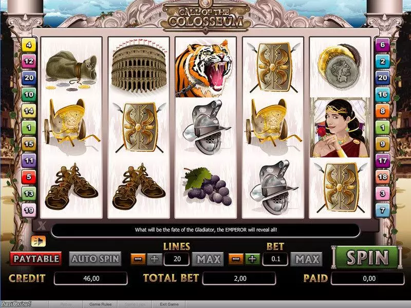 Call of the Colosseum Slots Amaya Free Spins