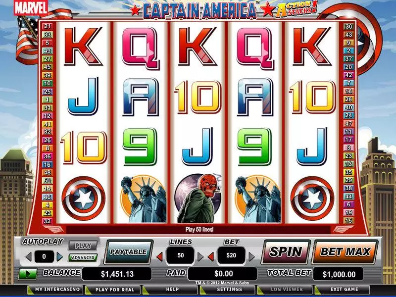 Captain America - Action Stacks! Slots CryptoLogic Free Spins