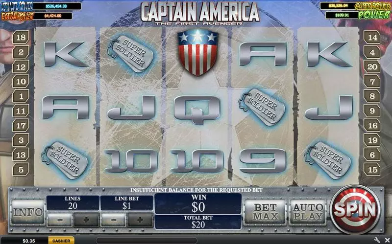Captain America - The First Avenger Slots PlayTech Free Spins