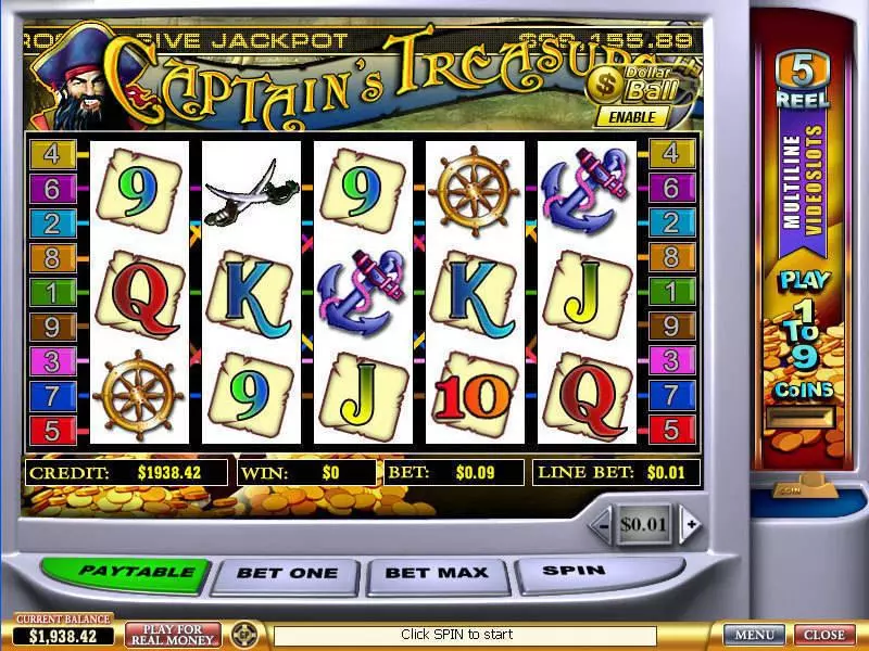 Captain's Treasure Slots PlayTech Second Screen Game