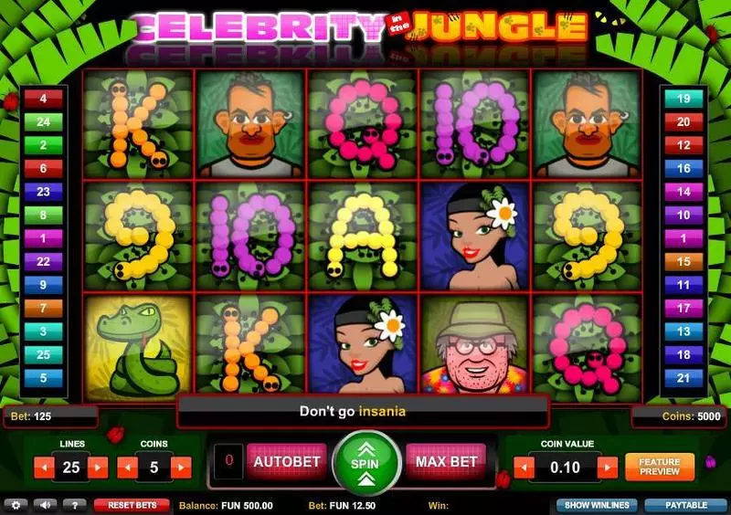 Celebrity in the Jungle Slots 1x2 Gaming Free Spins