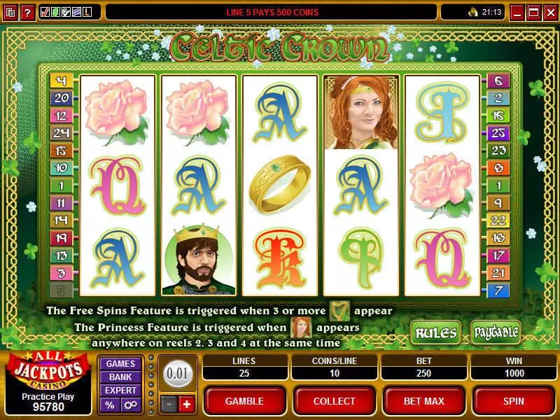 Celtic Crown Slots Microgaming Free Spins