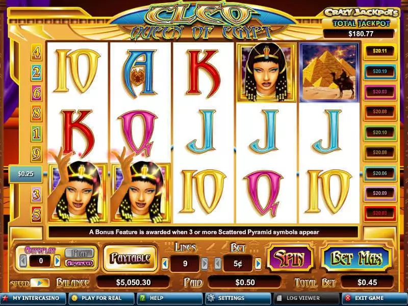 Cleo Queen of Egypt Slots CryptoLogic Second Screen Game