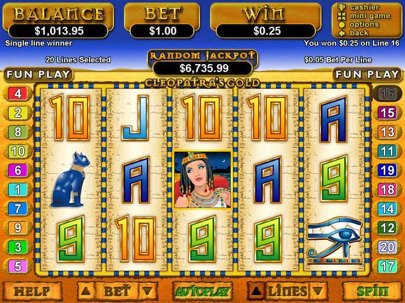 Cleopatra's Gold Slots RTG Free Spins