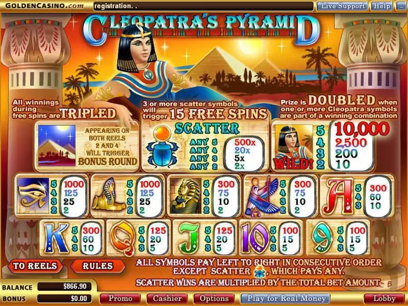 Cleopatra's Pyramid Slots WGS Technology Free Spins