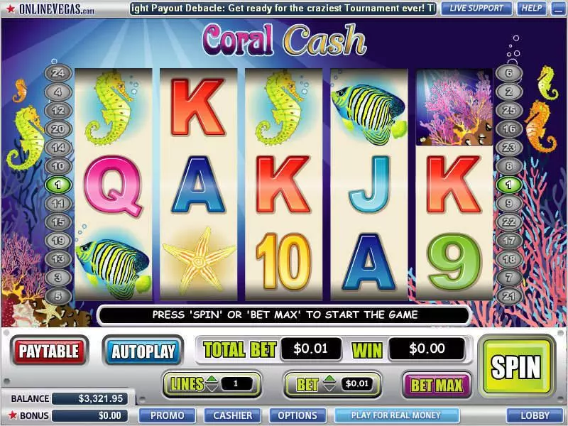 Coral Cash Slots WGS Technology Free Spins