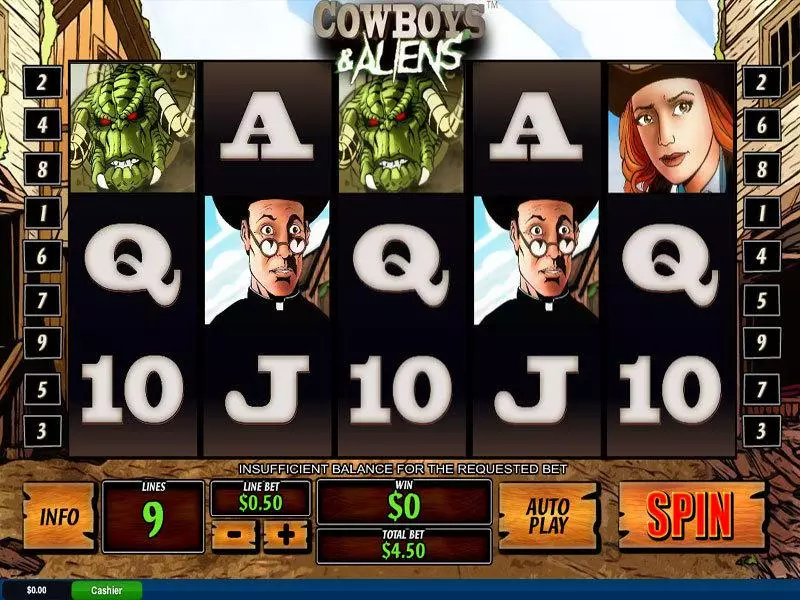 Cowboys and Aliens Slots PlayTech Free Spins