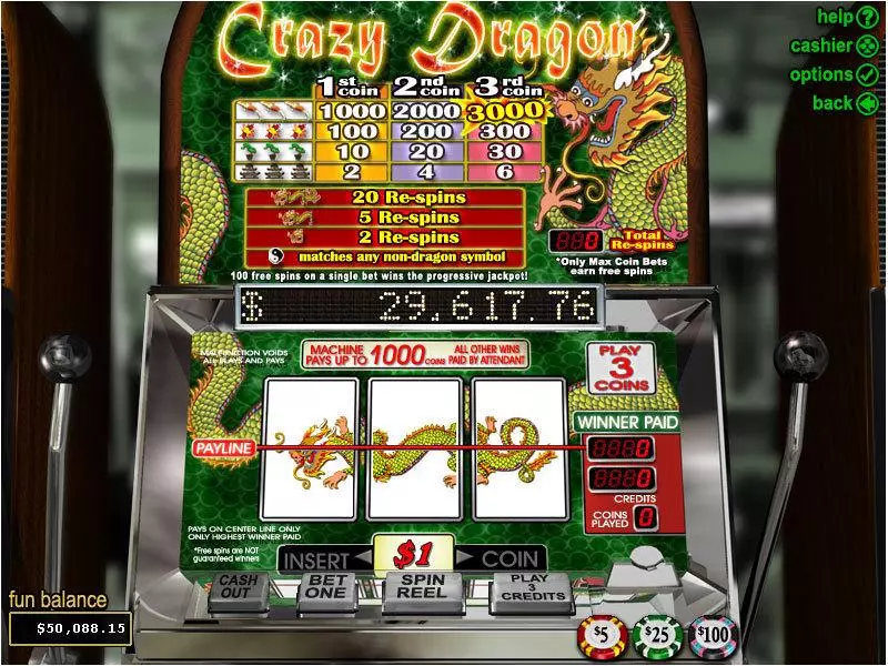 Crazy Dragon Slots RTG Free Spins