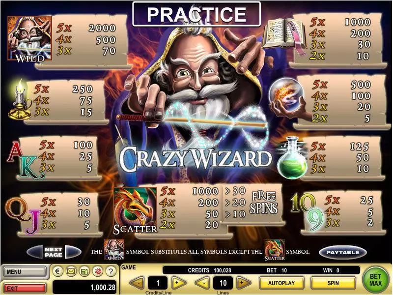 Crazy Wizard Slots GTECH Free Spins