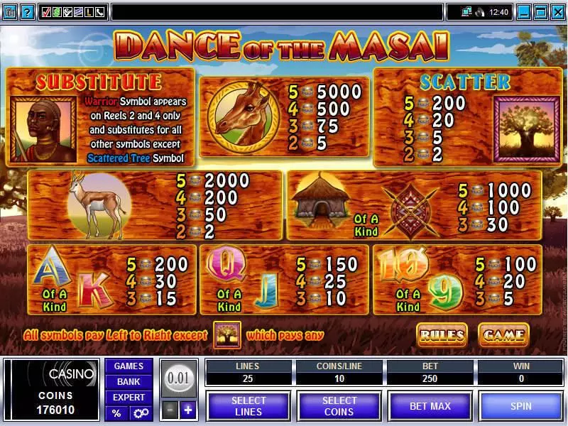 Dance of the Masai Slots Microgaming Free Spins