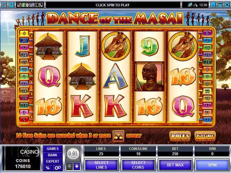 Dance of the Masai Slots Microgaming Free Spins