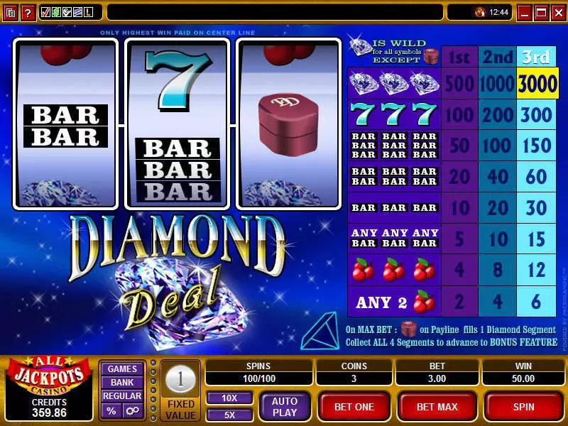 Diamond Deal Slots Microgaming Second Screen Game