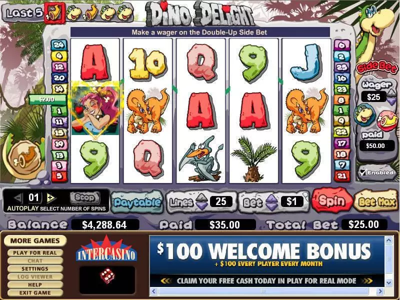 Dino Delight Slots CryptoLogic Second Screen Game