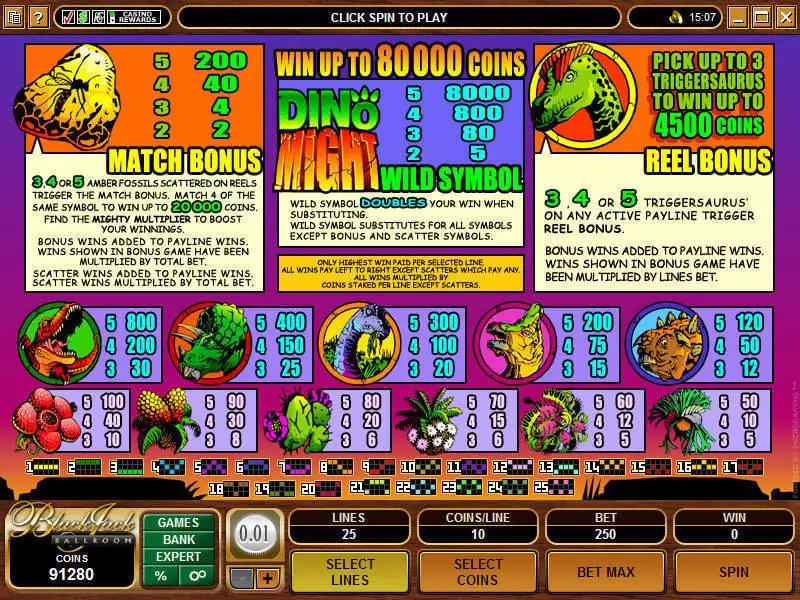 Dino Might Slots Microgaming Second Screen Game