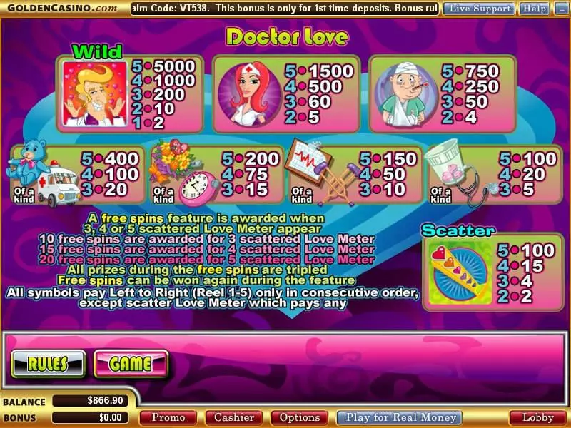 Doctor Love Slots WGS Technology Free Spins