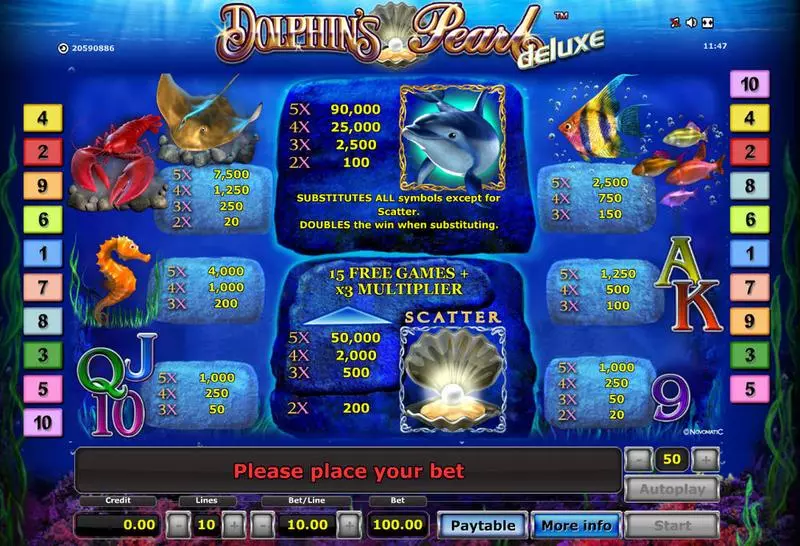 Dolphin's Pearl - Deluxe Slots Novomatic Free Spins