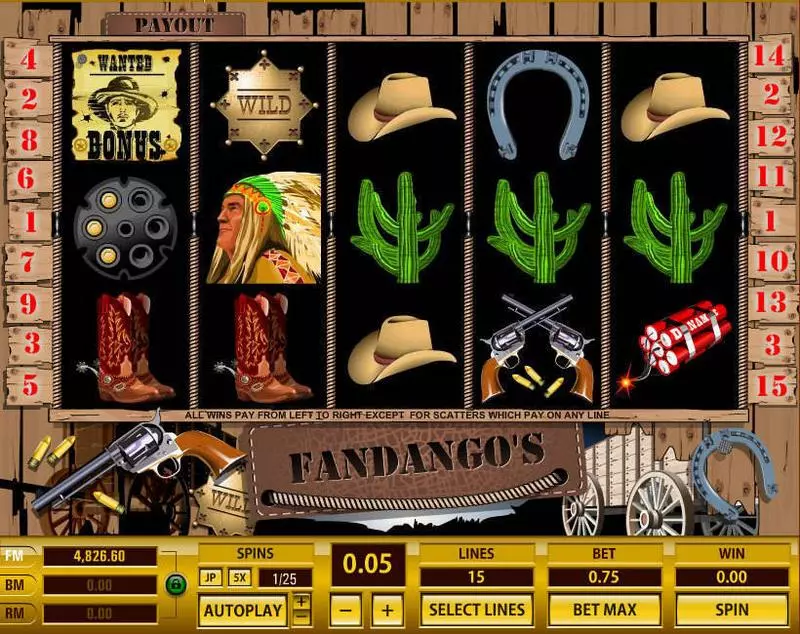 Fandango's 15 Lines Slots Topgame Free Spins