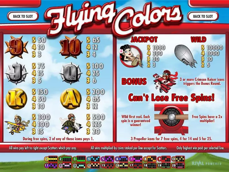 Flying Colors Slots Rival Free Spins