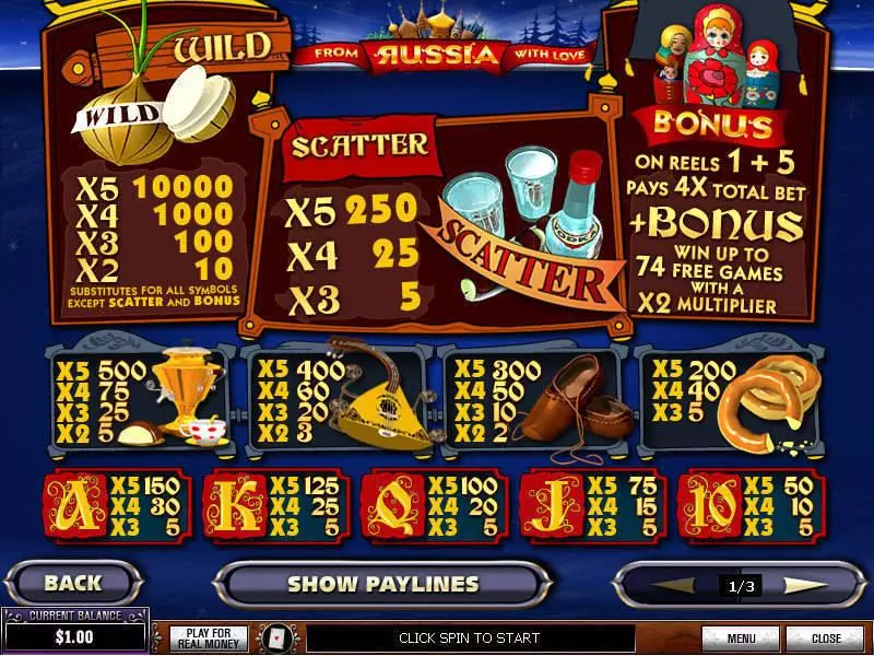 From Russia With Love Slots PlayTech Free Spins