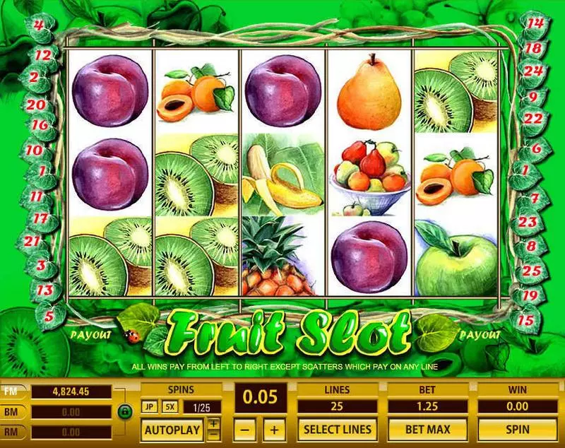Fruit 25 Lines Slots Topgame Free Spins