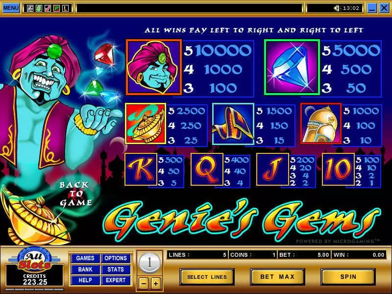 Genie's Gems Slots Microgaming 