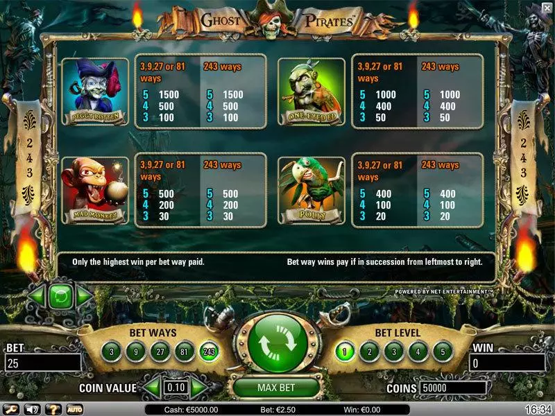 Ghost Pirates Slots NetEnt Free Spins