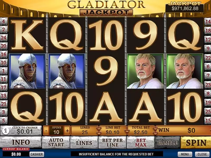 Gladiator Jackpot Slots PlayTech Free Spins