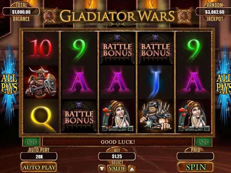 Gladiator Wars Slots RTG Second Screen Game