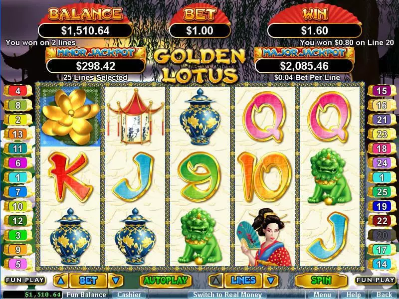 Golden Lotus Slots RTG Free Spins