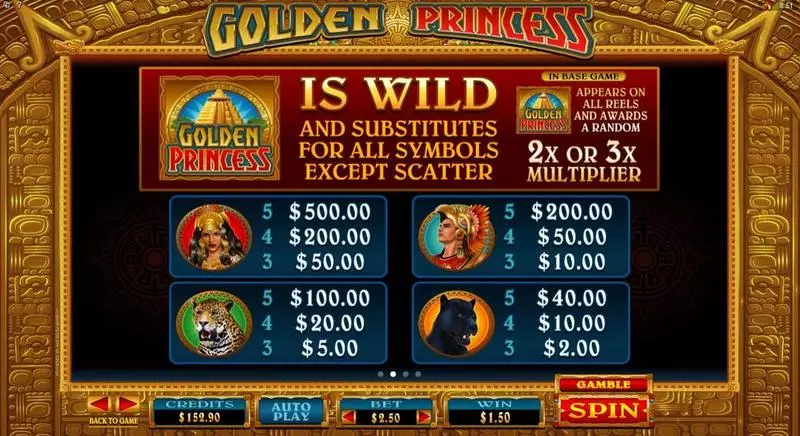 Golden Princess Slots Microgaming Free Spins