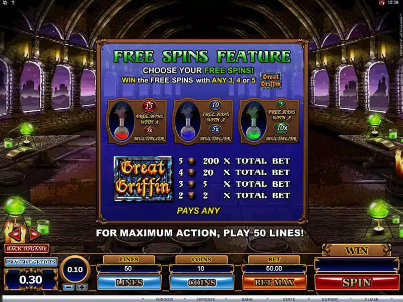Great Griffin Slots Microgaming Free Spins